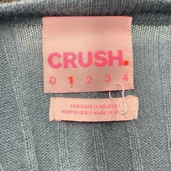 Crush. Cashmere Prague Blue Balloon Sleeve Ribbed Cashmere Sweater 1 S - Picture 9 of 11